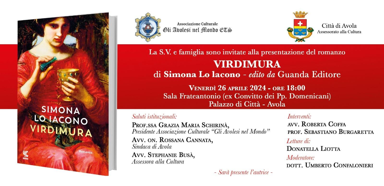 Avola Oggi Presentazione Del Romanzo Virdimura Di Simona Lo Iacono